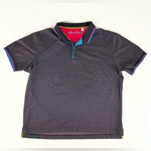 Robert Graham Black Microdot Short Sleeve Polo with Color-Trim Men’s Size 2XL
